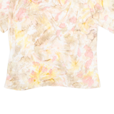 Tie-dye Womens Printed Blouse Beige Button Neck Crazy Pattern XL