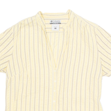 COLUMBIA Womens Shirt Yellow V-Neck Striped L