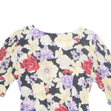 ANTONELLE Womens Printed Blouse Yellow V-Neck Floral M