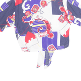 Cropped Nautical Womens Printed Shirt Blue Collared Crazy Pattern L