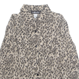 SAG HARBOR Womens Printed Blouse Brown Collared Long Sleeve Animal Print S