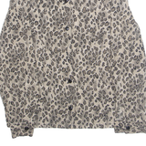 SAG HARBOR Womens Printed Blouse Brown Collared Long Sleeve Animal Print S