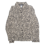 SAG HARBOR Womens Printed Blouse Brown Collared Long Sleeve Animal Print S