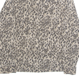 SAG HARBOR Womens Printed Blouse Brown Collared Long Sleeve Animal Print S