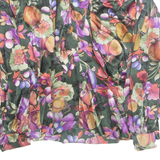 Womens Printed Blouse Green Collared Long Sleeve Floral M