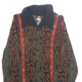 KARIBO Womens Printed Shirt Brown Collared Long Sleeve Crazy Pattern S