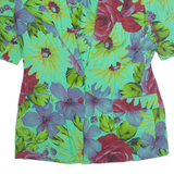 ESSELL Womens Printed Shirt Green Collared Viscose Floral L