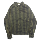 KATHIE LEE Womens Printed Shirt Green Collared Long Sleeve Crazy Pattern S