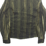 KATHIE LEE Womens Printed Shirt Green Collared Long Sleeve Crazy Pattern S