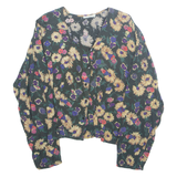 MISS LEOFRIC Womens Printed Blouse Green Long Sleeve Floral M