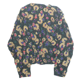 MISS LEOFRIC Womens Printed Blouse Green Long Sleeve Floral M