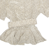 Womens Smock Shirt Beige V-Neck Floral M