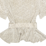 Womens Smock Shirt Beige V-Neck Floral M