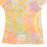 HARLEY DAVIDSON Womens Printed Top Orange Striped XL