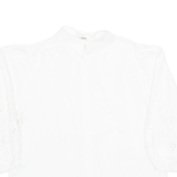 LA MODE STYLE Womens Blouse White Collared Long Sleeve M