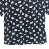 MIXIT Womens Printed Shirt Black Collared Floral L