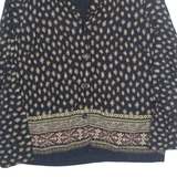 BENTLEY Womens Printed Blouse Black Collared Long Sleeve Crazy Pattern M