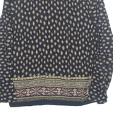 BENTLEY Womens Printed Blouse Black Collared Long Sleeve Crazy Pattern M