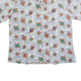 FASHION STAR Womens Printed Shirt White Crazy Pattern L