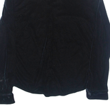 STRETCH Womens Shirt Black Collared Long Sleeve S