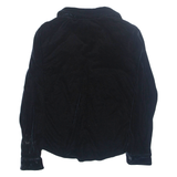 STRETCH Womens Shirt Black Collared Long Sleeve S