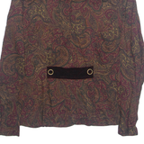 J.D STONE Womens Printed Blouse Brown Long Sleeve Paisley S
