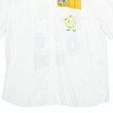 DIVINA Womens Printed Shirt White Collared Viscose Animal Print L