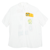 DIVINA Womens Printed Shirt White Collared Viscose Animal Print L