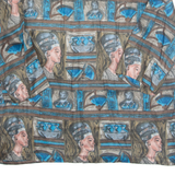 Womens Printed Blouse Green Collared Crazy Pattern L