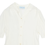 GABRIELLE Womens Blouse Cream V-Neck M