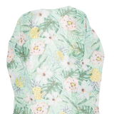 Top Womens Kimono Blouse Green Long Sleeve Floral M