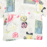 Womens Printed Shirt White Collared Viscose Floral L