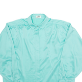 ARA MODELL Womens Bardot Blouse Blue Collared Long Sleeve L