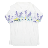 Womens Printed Shirt White Collared Viscose Crazy Pattern L