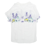 Womens Printed Shirt White Collared Viscose Crazy Pattern L