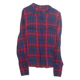 MNG BASICS Womens Printed Blouse Blue Collared Long Sleeve Viscose Check L