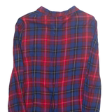 MNG BASICS Womens Printed Blouse Blue Collared Long Sleeve Viscose Check L