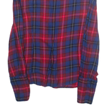 MNG BASICS Womens Printed Blouse Blue Collared Long Sleeve Viscose Check L