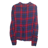 MNG BASICS Womens Printed Blouse Blue Collared Long Sleeve Viscose Check L