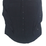 MANOR Womens Blouse Black Collared Long Sleeve Viscose L