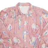 Womens Printed Shirt Red Collared Long Sleeve Crazy Pattern L