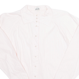 NICOLE Womens Printed Shirt Pink Roll Neck Long Sleeve Striped M