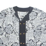 SERGIO DI LAURENT Womens Printed Blouse White Long Sleeve Crazy Pattern M
