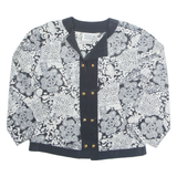 SERGIO DI LAURENT Womens Printed Blouse White Long Sleeve Crazy Pattern M