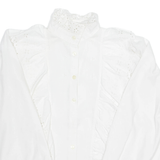 Womens Blouse White Collared Long Sleeve M