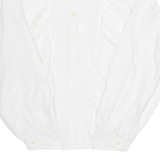 Womens Blouse White Collared Long Sleeve M