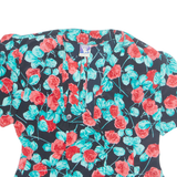 YESSICA Womens Printed Blouse Blue Floral M