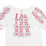 Womens Bardot Shirt White Crazy Pattern M
