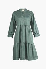 Ruched Green Midi Dress