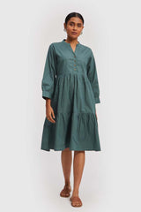 Ruched Green Midi Dress